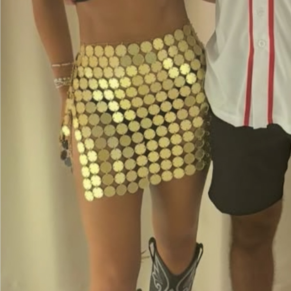 NastyGal Gold Sequin Mini Skirt